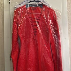 Red long sleeve bodycon dress